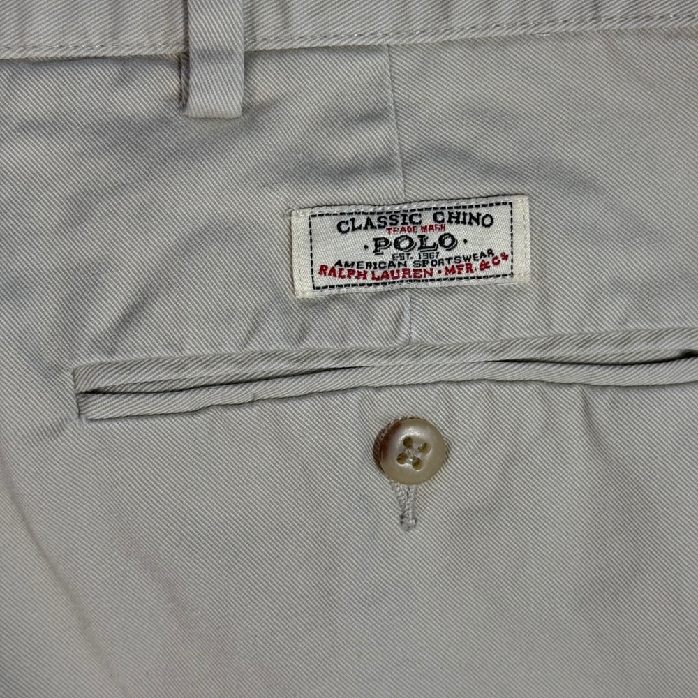 Vintage Polo Ralph Lauren‎ Prospect Short Khaki Chino Flat Front  Men's size 36 - Picture 5 of 7